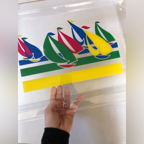 Vtg Colourful Sailboat Acrylic Tray - Picture 9 of 13
